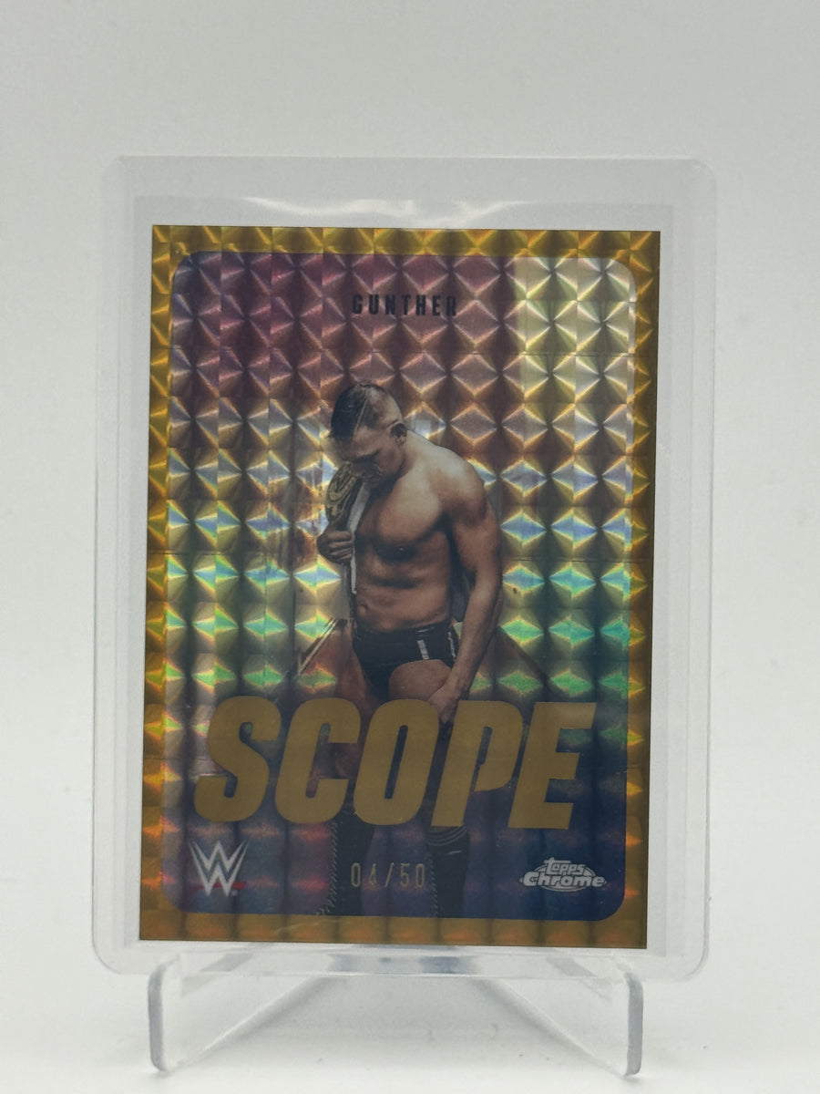 2026 Topps Chrome WWE #SCO-11 Gunther Scope Orange Geometric Refractor #/25