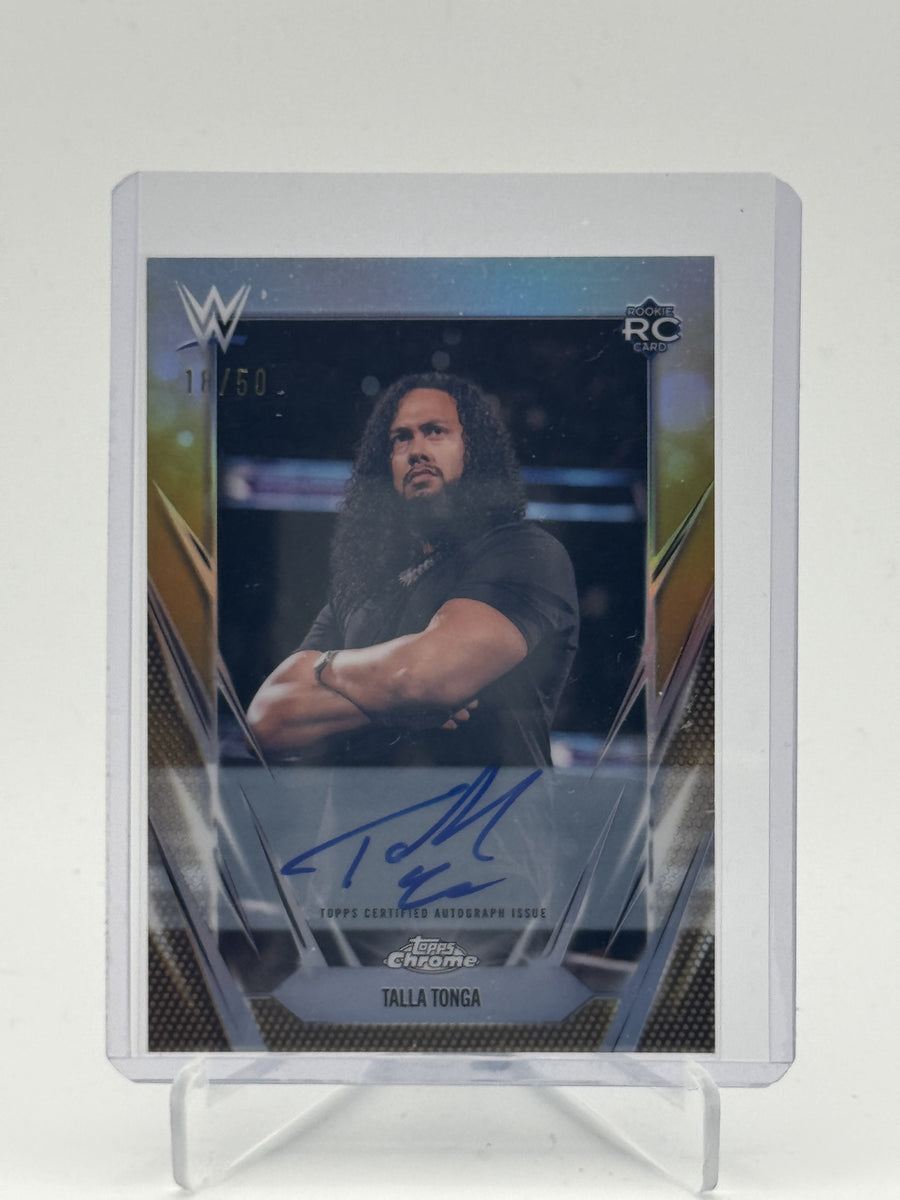 2026 Topps Chrome WWE #BCA-TTA Tala Tonga Base Autographs Gold Refractor #/50
