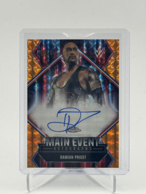 2026 Topps Chrome WWE Damian Priest Main Event Orange Geometric Refractor #/25