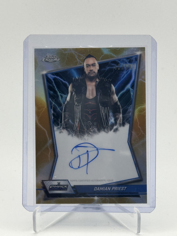 2026 Topps Chrome WWE #BBA-DAM Damian Priest Blue Brand Gold Refractor #/50