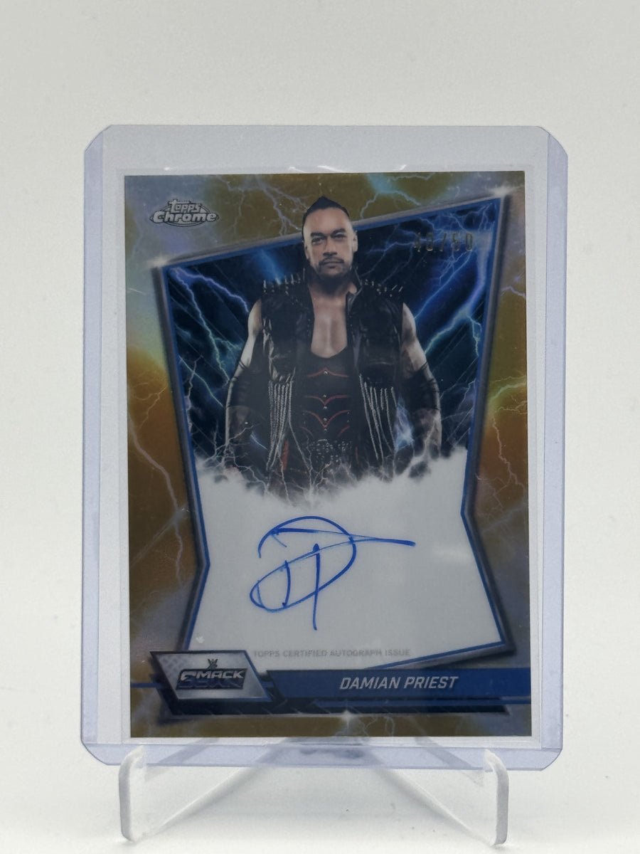 2026 Topps Chrome WWE #BBA-DAM Damian Priest Blue Brand Gold Refractor #/50