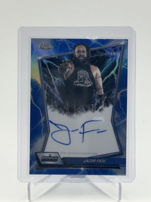2026 Topps Chrome WWE #BBA-JAC Jacob Fatu Blue Brand Autographs #/150