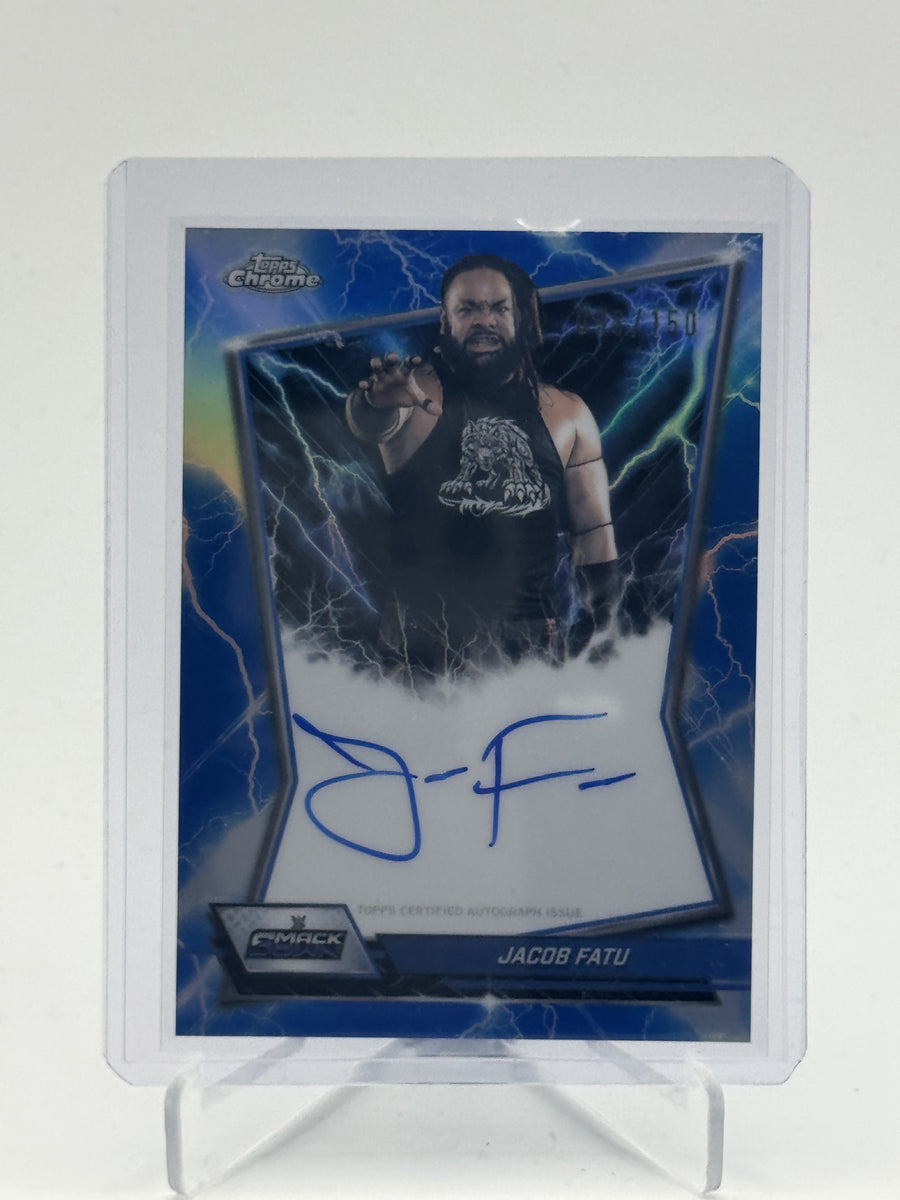 2026 Topps Chrome WWE #BBA-JAC Jacob Fatu Blue Brand Autographs #/150