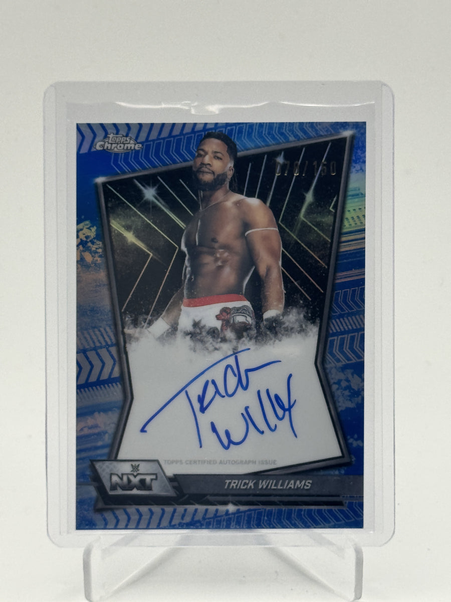 2026 Topps Chrome WWE Trick Williams SN, AU NXT Autographs Blue Refractor