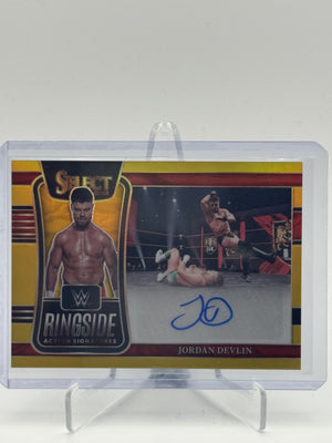 2022 Panini Select WWE Jordan Devlin Ringside Signatures Gold Prizms #/10