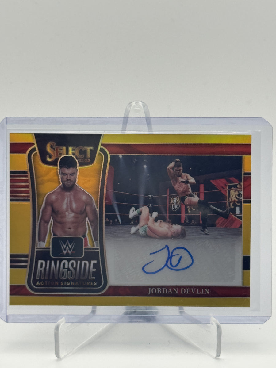2022 Panini Select WWE Jordan Devlin Ringside Signatures Gold Prizms #/10