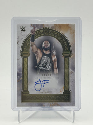 2025 Topps Royalty WWE #PGS-JFA Jacob Fatu Pillars Of Greatness Signatures #/99