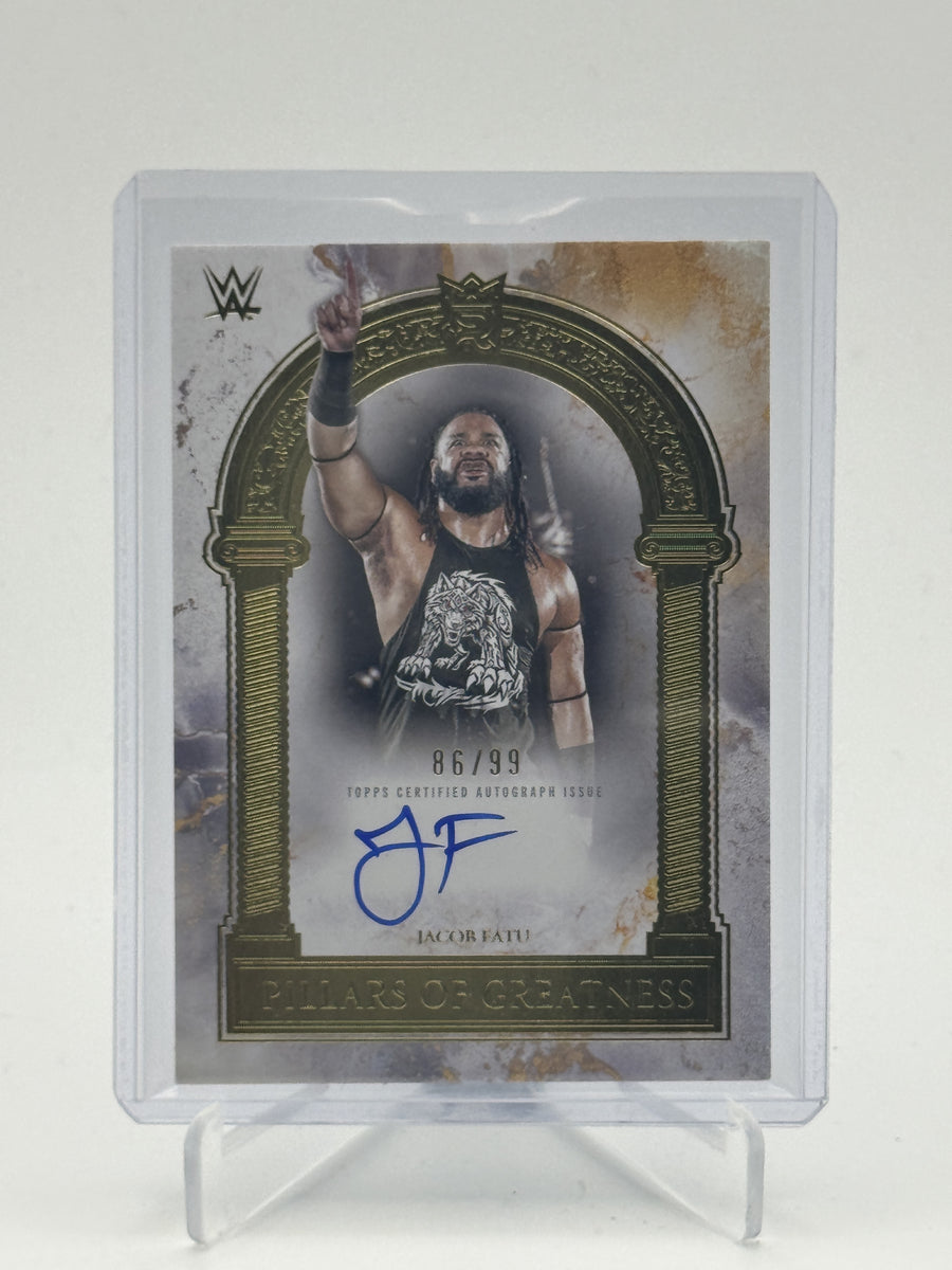 2025 Topps Royalty WWE #PGS-JFA Jacob Fatu Pillars Of Greatness Signatures #/99