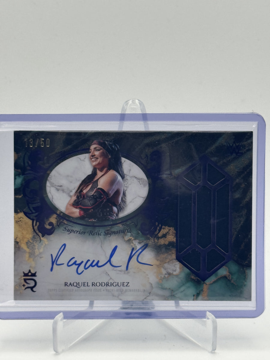 2025 Topps Royalty WWE Raquel Rodriguez Sup Relic Sig Purple #/50