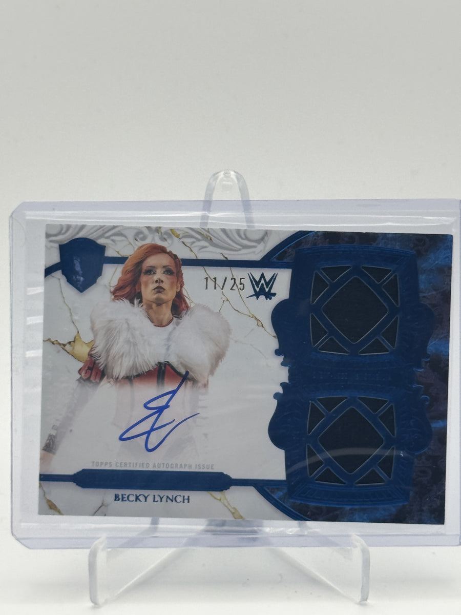2025 Topps Royalty WWE #RES-BLY Becky Lynch Regalia Relic Signatures Blue #/25