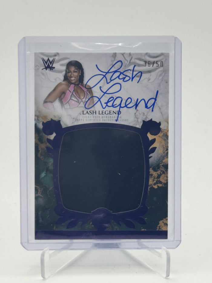 2025 Topps Royalty WWE #RYA-LLE Lash Legend Royalty Relic Autographs Purple #/50