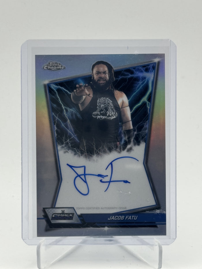 2026 Topps Chrome WWE #BBA-JAC Jacob Fatu Blue Brand Autographs