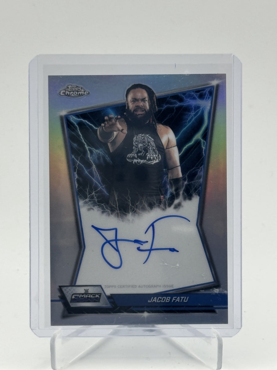 2026 Topps Chrome WWE #BBA-JAC Jacob Fatu Blue Brand Autographs