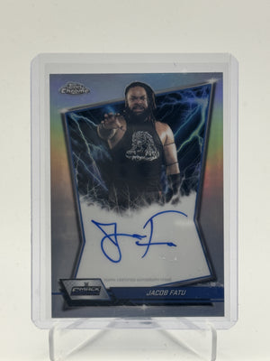 2026 Topps Chrome WWE #BBA-JAC Jacob Fatu Blue Brand Autographs Refractor