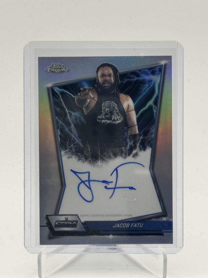 2026 Topps Chrome WWE #BBA-JAC Jacob Fatu Blue Brand Autographs Refractor