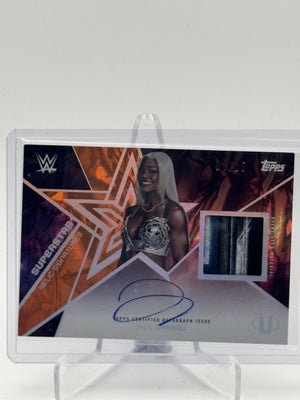 2025 Topps Universe WWE Jade Cargill Superstar Relic Autograph Orange Warp