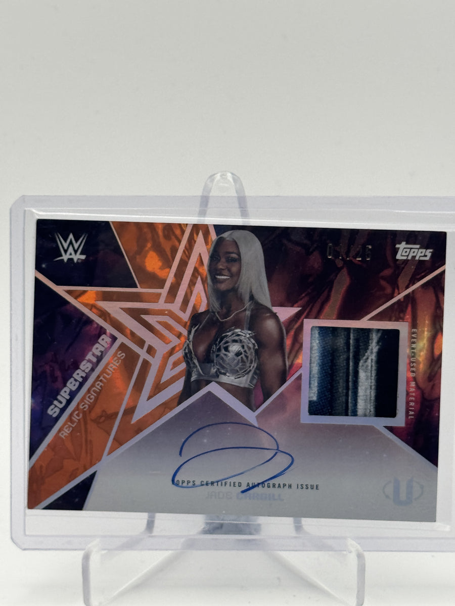 2025 Topps Universe WWE Jade Cargill Superstar Relic Autograph Orange Warp