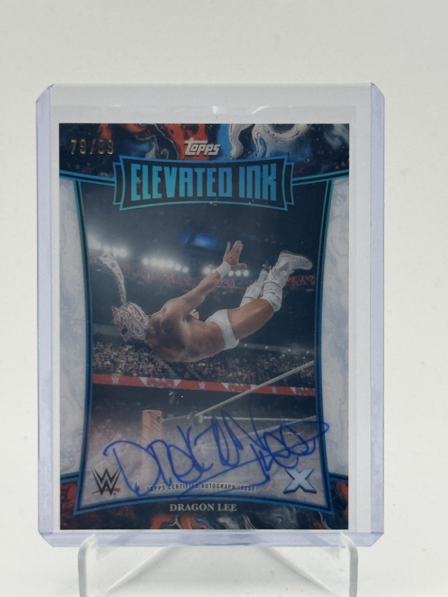 2025 Topps Exalted WWE #ELI-DNL Dragon Lee Elevated Ink Aqua #/99