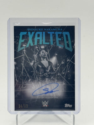 2025 Topps Exalted WWE Shinsuke Nakamura B&W Signatures Aqua #/99