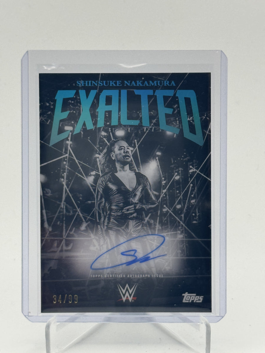 2025 Topps Exalted WWE Shinsuke Nakamura B&W Signatures Aqua #/99