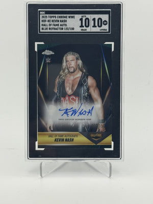 2025 Topps Chrome WWE Kevin Nash HOF Auto Blue Refractor SGC 10