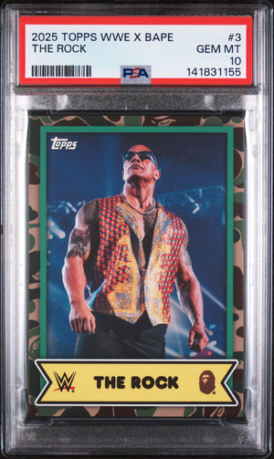 2025 Topps WWE x BAPE #3 The Rock PSA 10