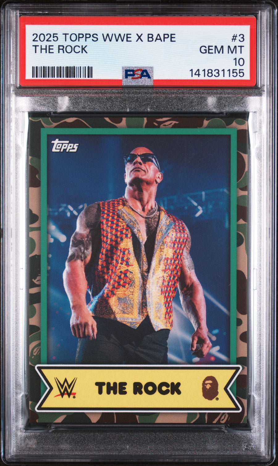 2025 Topps WWE x BAPE #3 The Rock PSA 10