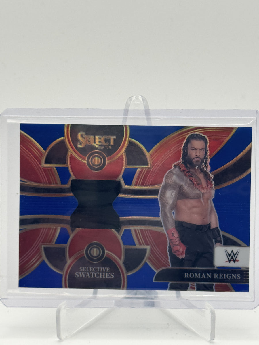2024 Panini Select WWE #SW-RRN Roman Reigns Selective Swatches Blue Prizms #/49